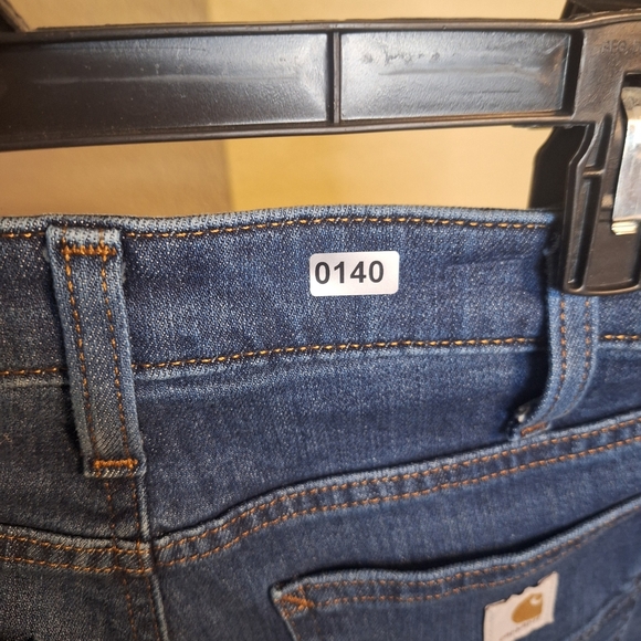 NWT Carhartt Relaxed Fit Women's Blue Denim Pants. Size 8 - Picture 9 of 10